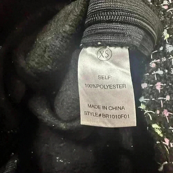 Fashion Nova NWT Clarissa Tweed Romper - Black/combo faux wrap shorts, size XS - Picture 4 of 10